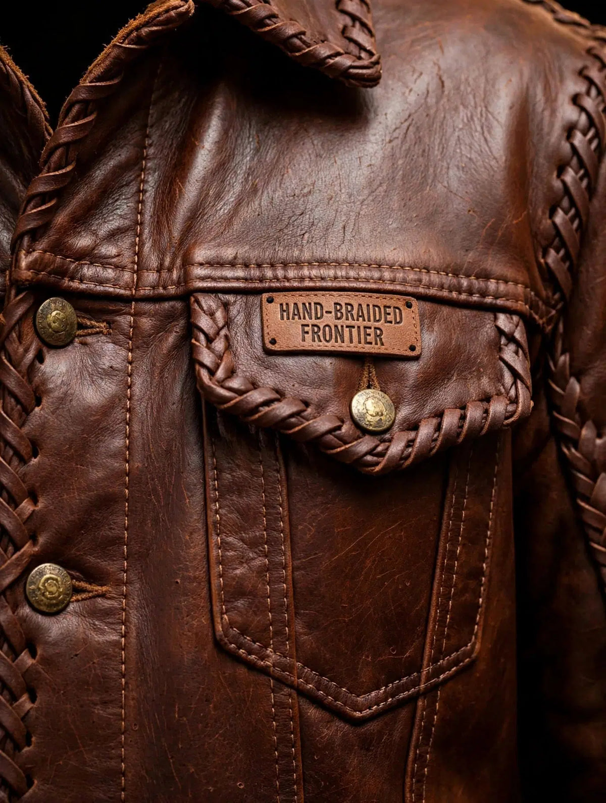 Hand-Braided Frontier Jacket!Only 3 pieces made per size - 100% Original Cow Leather Jacket. - Pals & Coze