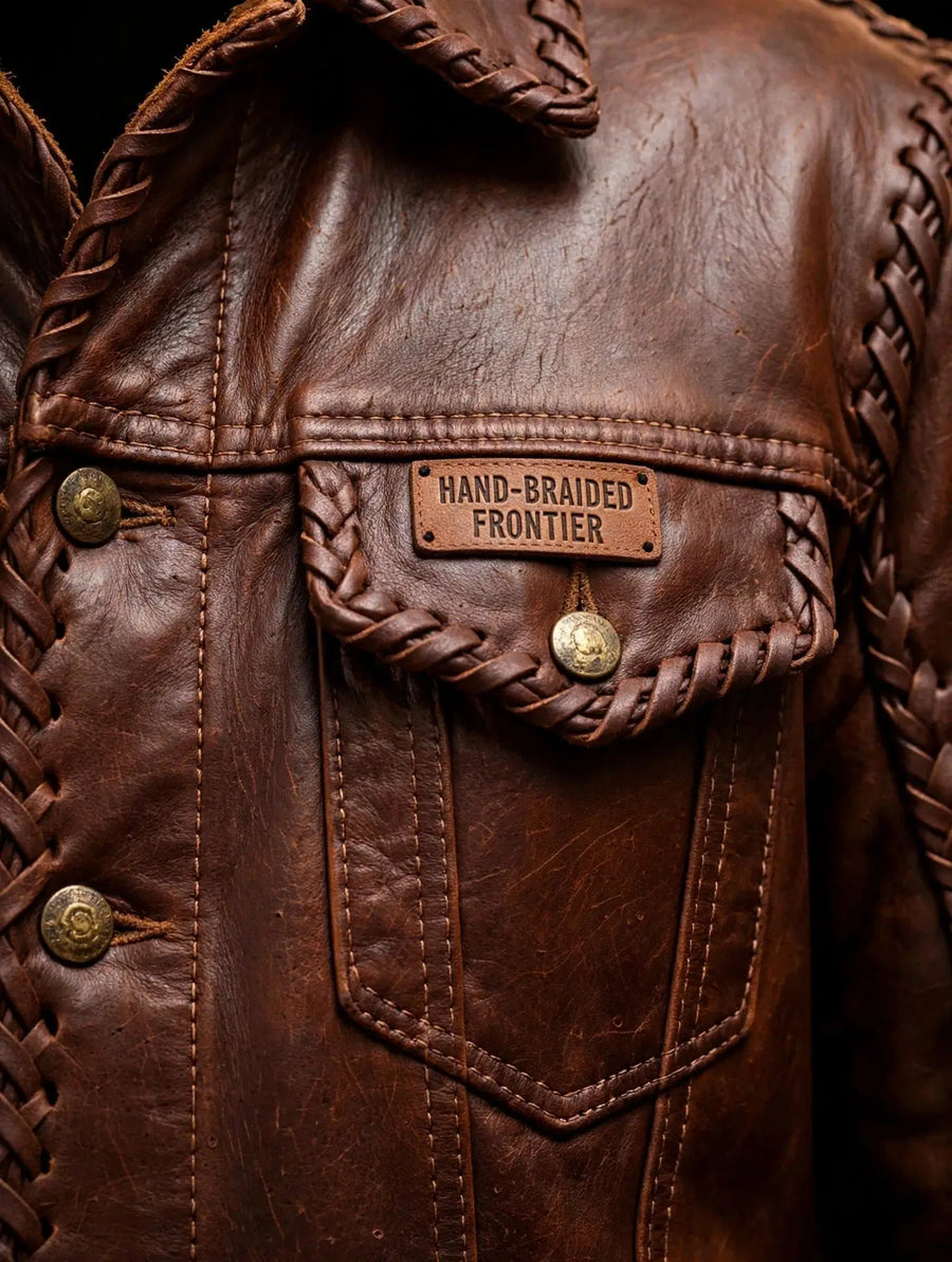 Hand-Braided Frontier Jacket!Only 3 pieces made per size - 100% Original Cow Leather Jacket. - Pals & Coze