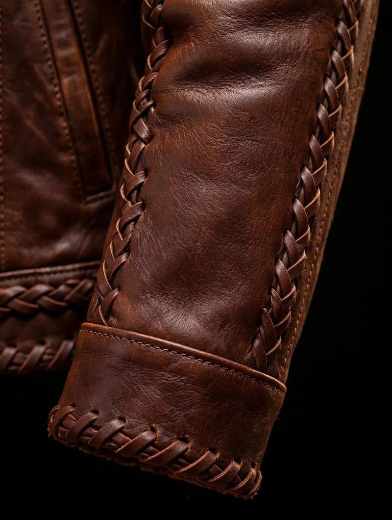 Hand-Braided Frontier Jacket!Only 3 pieces made per size - 100% Original Cow Leather Jacket. - Pals & Coze